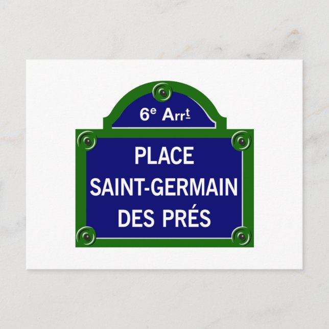 Place Saint-Germain des Pres, Paris Street Sign Postcard (Front)