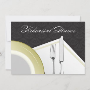 Place Setting Rehearsal Dinner Invitation (black)