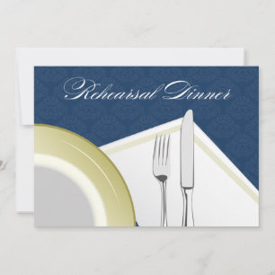 Place Setting Rehearsal Dinner Invitation (navy)
