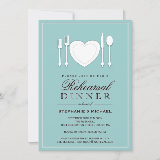 Place Setting Rehearsal Dinner Party Invitation (Front)