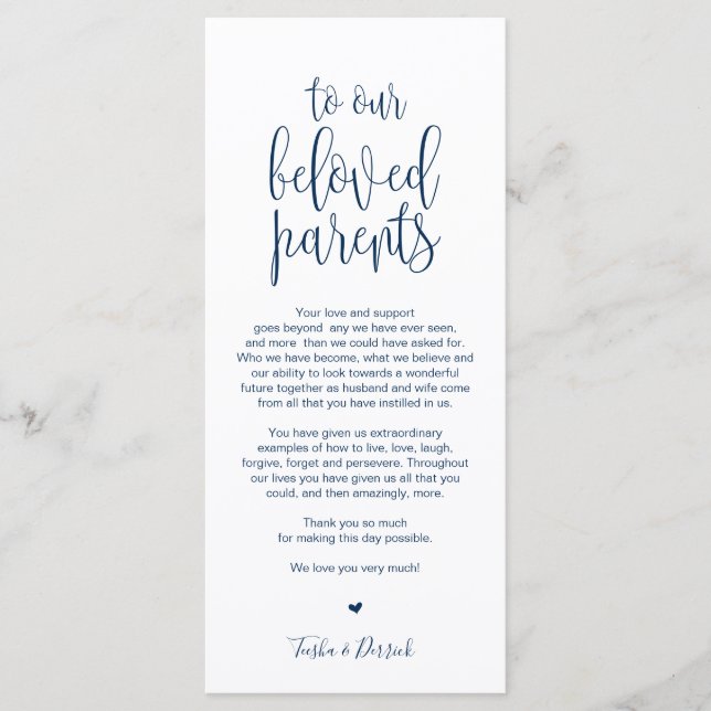 Place Setting Thank You Card for beloved Parents (Front)