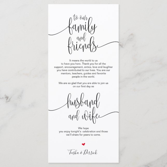 Place Setting Thank You Card for Wedding Dinner (Front)