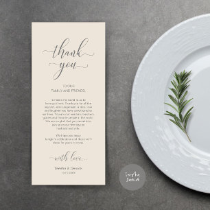 Place Setting Thank You, Elegant Cream Grey Card