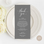 Place Setting Thank You, Elegant Dark Grey Card<br><div class="desc">Introducing the perfect finishing touch to your wedding reception - our elegant Wedding Thank You Place Setting Cards, with card title "Let's Celebrate" ! Designed to express your heartfelt appreciation for each guest's presence on your special day, these cards are the ideal way to add a personal touch to your...</div>