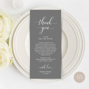 Place Setting Thank You, Elegant Dark Grey Card