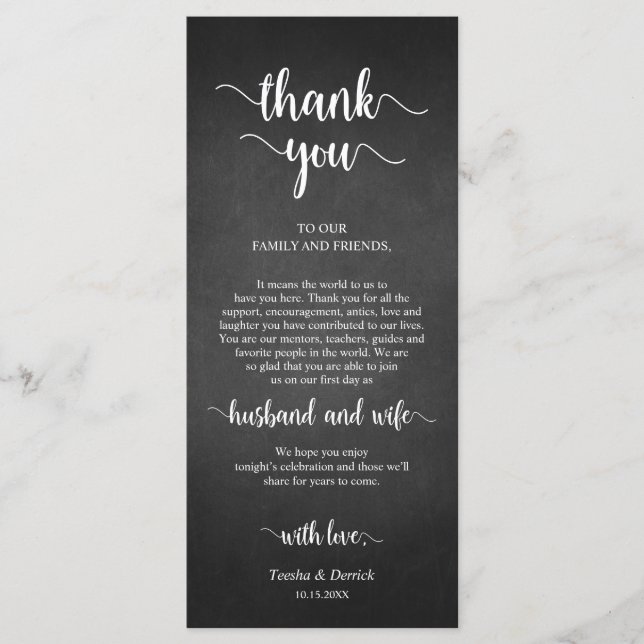 Place Setting Thank You, Rustic Chalkboard Cards (Front)