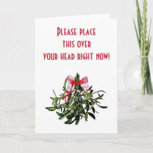 PLACE THIS MISTLETOE OVER YOUR HEAD-BE RIGHT OVER  HOLIDAY CARD