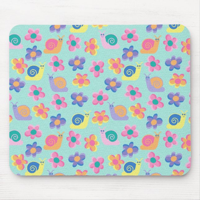 Placemat Mousepad Kid's Girls Little Flower Snails (Front)