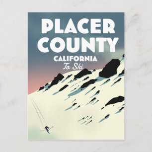 Placer County California ski poser Postcard