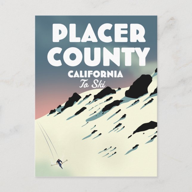 Placer County California ski poser Postcard (Front)