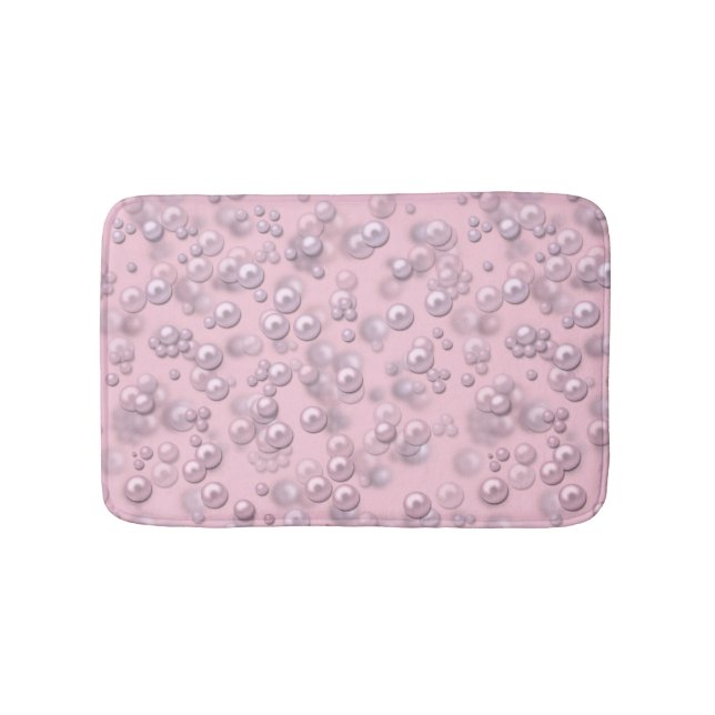 Placers of white-pink pearls on pink velvet bath mat (Front)