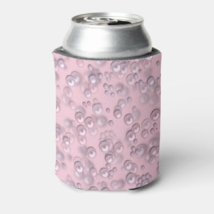 Placers of white-pink pearls on pink velvet can cooler