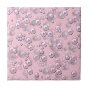 Placers of white-pink pearls on pink velvet ceramic tile