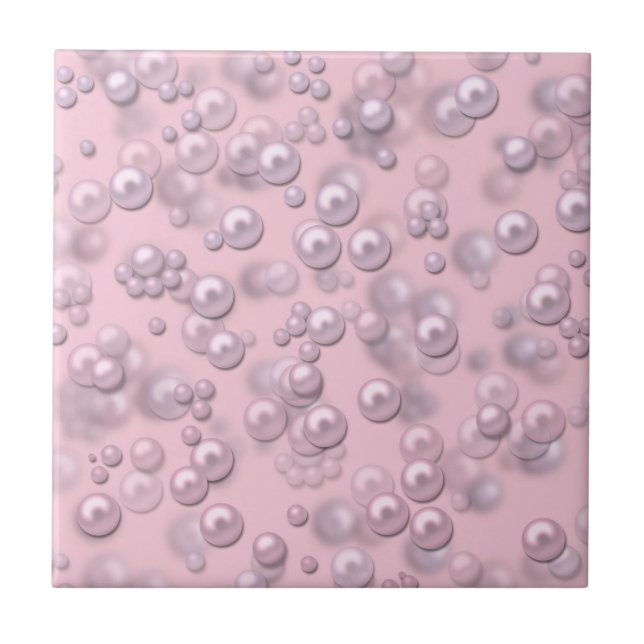 Placers of white-pink pearls on pink velvet ceramic tile (Front)