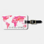 Places She Will Go Quote Pink Watercolor World Map