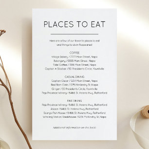 Places to eat and Things to do card
