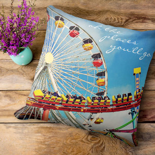 Places You’ll Go Ferris Wheel Roller Coaster Photo Cushion