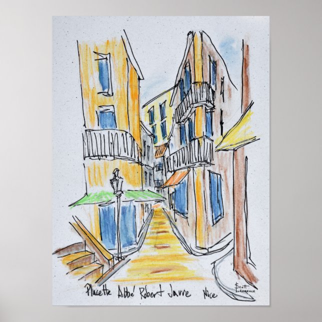 Placette Abbe Robert Jarred | Old Nice, France Poster (Front)