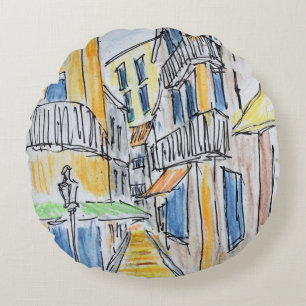 Placette Abbe Robert Jarred Old Nice, France Round Cushion