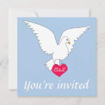 Placid Blue Dove Wedding Invitation