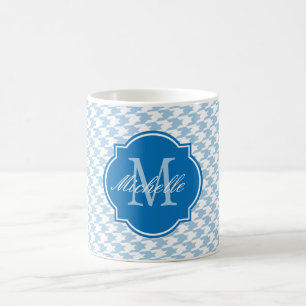 Placid Blue Houndstooth Monogram Mug
