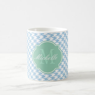 Placid Blue Houndstooth Monogram Mug