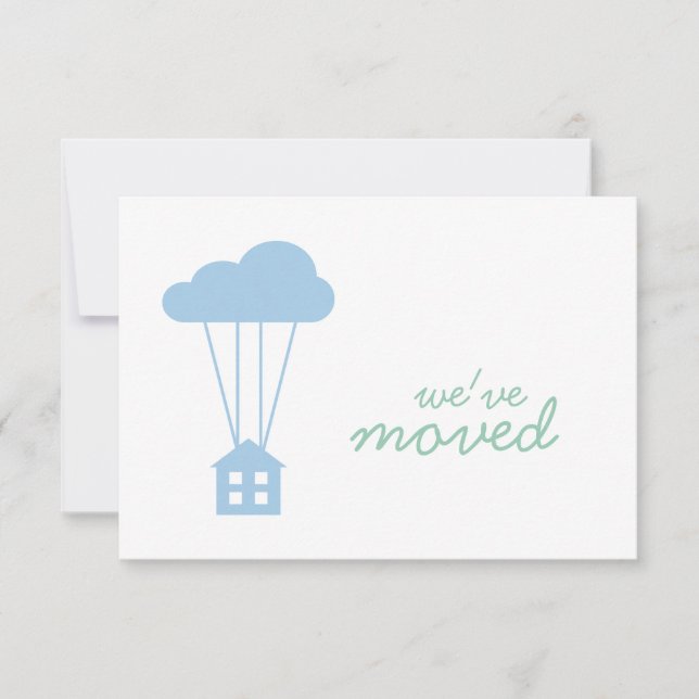 Placid Blue House & Cloud  Housewarming Invite (Front)