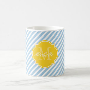 Placid Blue Stripe Monogram Mug