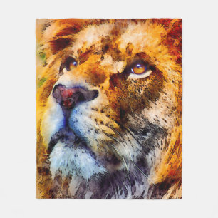 Placid Lion Face Fleece Blanket