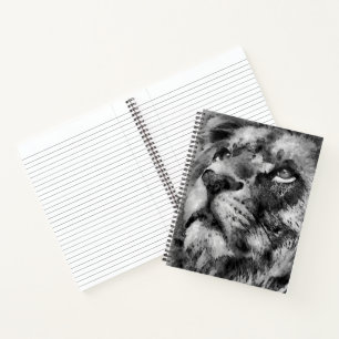 Placid Lion Face Silver Notebook