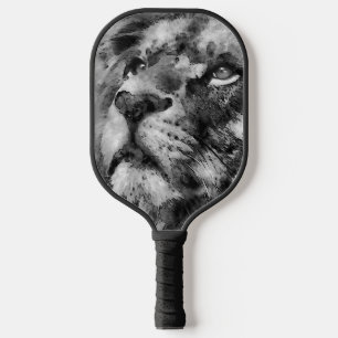 Placid Lion Face Silver Pickleball Paddle