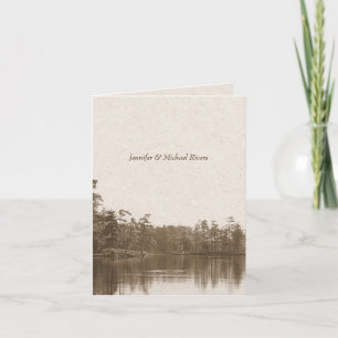 placid mountain lake landscape vintage photograph thank you card
