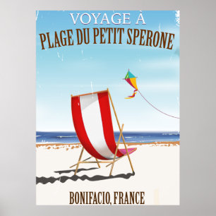 Plage du Petit Sperone,France vintage poster