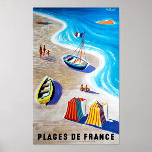 Plages de France Beaches of France Travel Poster