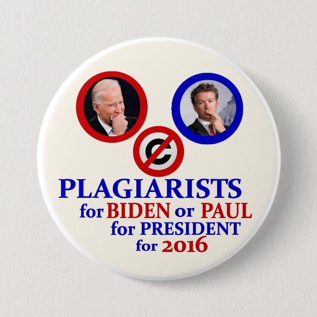Plagiarists for Biden or Paul 7.5 Cm Round Badge (Front)