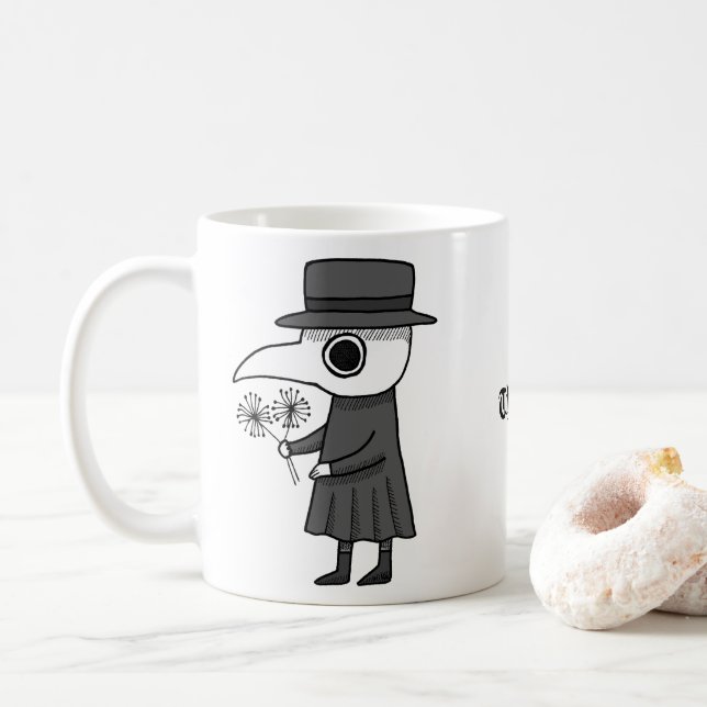 Plague Doctor Funny Medieval Goth Lover gift  Coffee Mug (With Donut)