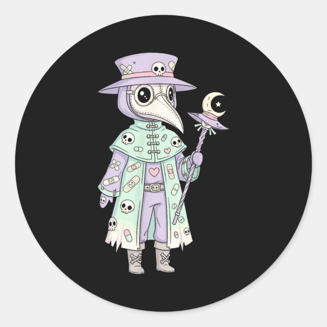 Plague Doctor Gothic Pastel Cute Moth Face Mask Oc Classic Round Sticker (Front)