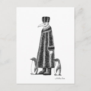 Plague Doctor Portrait Winter Disease Creepy Art   Postcard
