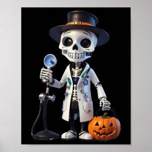 Plague Doctor Skeleton Doctor Halloween Paramedic Poster