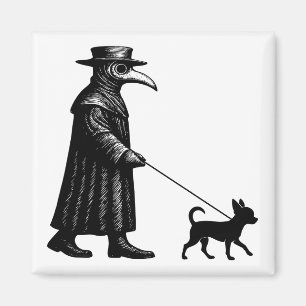 Plague Doctor Walking Chihuahua Magnet