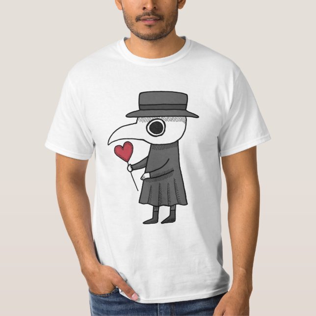 Plague Doctor with Heart Creepy Cute Medieval  T-Shirt (Front)