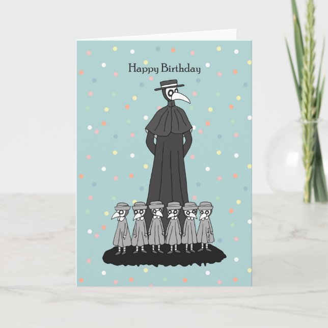 Plague Doctor with kids Weird Funny Birthday Card (Front)