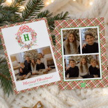 Plaid 12 Days of Christmas Monogram Crest Photo