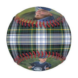 Plaid 2 Photos Green White Check Gordon Tartan Baseball
