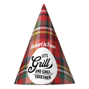 Plaid 4th Birthday BBQ Rustic Grill Party Hat