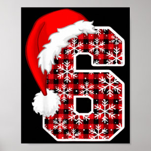 Plaid 6 7 Six Seven Meme Xmas Santa Hat Christmas Poster