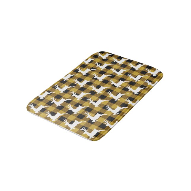 Plaid and deer  bath mat (Angled)