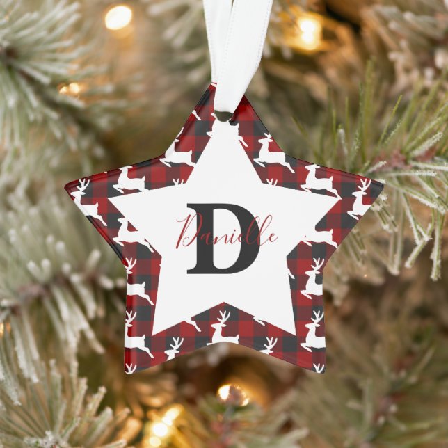 Plaid and deer personalised ornament (Tree)