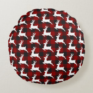 Plaid and deer  round cushion