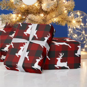 Plaid and deer  wrapping paper